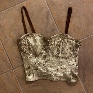 Gold sequin free people tank